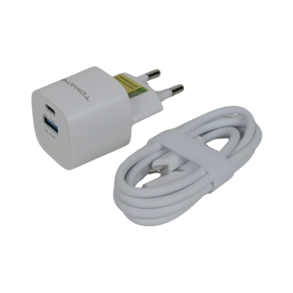 Kit Carregador Turbo 2 Entradas c/ Cabo Tipo C p/ Lightning (TT2022L)